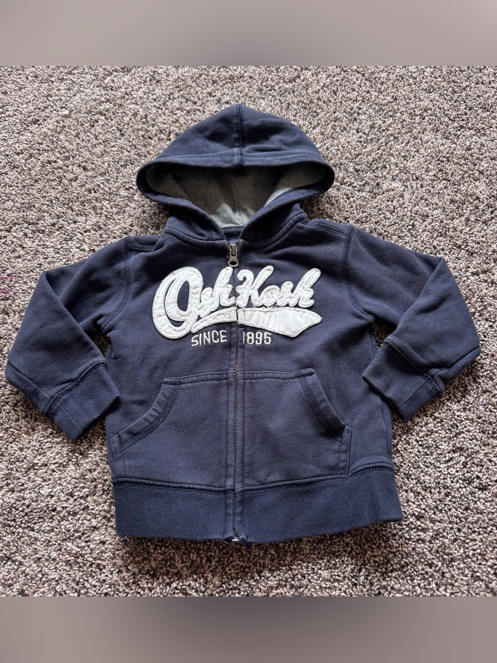 OshKosh B'gosh Dark Blue Zip Hoodie with Embroidered Logo